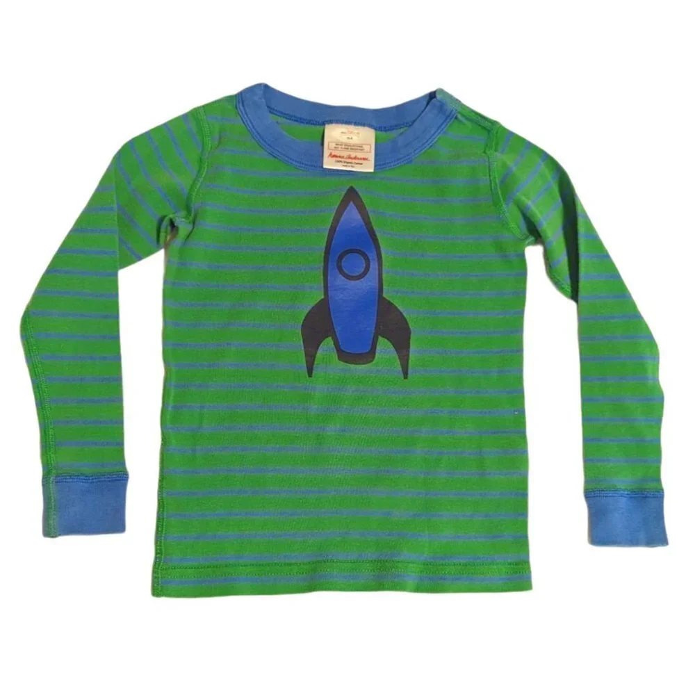Hanna Andersson Rocket‎ Space Organic Stripe Alien Long Sleeve Shirt